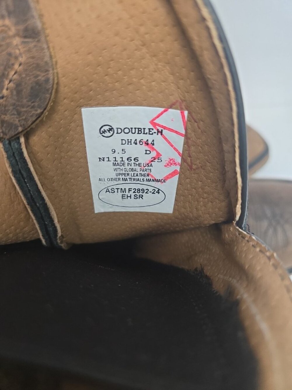 Double H Men's DH644 12" Ice Grissom Roper Western Work Boot Brown Size 9.5D - Picture 3 of 7